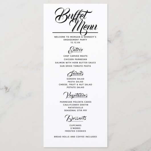 Engagement Party Wedding Buffet Menu Kaart (Voorkant)