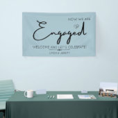 Engagement party welkomstbanner dusty blue spandoek (Beurs)