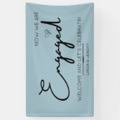 Engagement party welkomstbanner dusty blue spandoek (Verticaal)