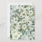 Engagement Party, White, Green, Flowers Floral Kaart (Achterkant)