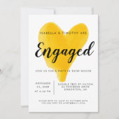Engagement Party yellow hart waterverf modern Kaart (Voorkant)