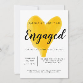 Engagement Party yellow hart waterverf modern Kaart