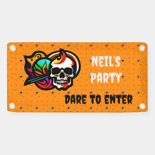 Enge aanpasbare schedel Halloween Banner (Horizontaal)