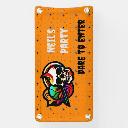 Enge aanpasbare schedel Halloween Banner (Verticaal)