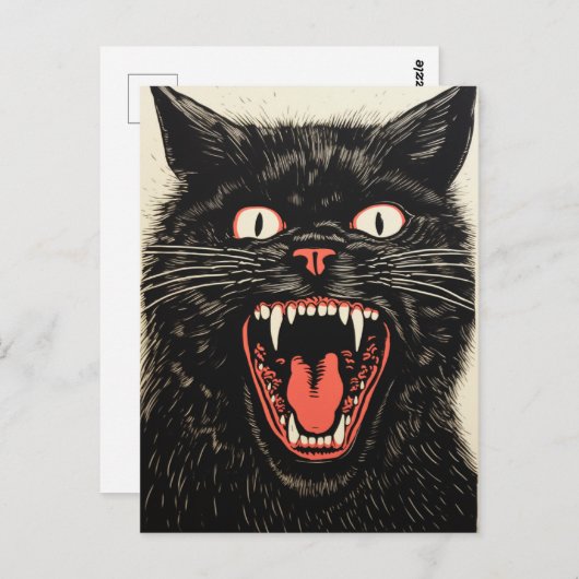 Enge Angry Black Cat Retro Briefkaart