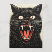 Enge Angry Black Cat Retro Briefkaart (Voorkant)