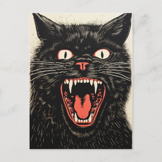 Enge Angry Black Cat Retro Briefkaart