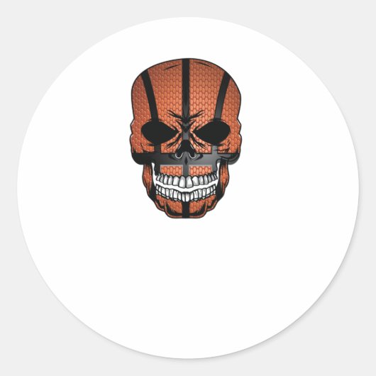 Enge Basketbal Skull Face Ronde Sticker (Voorkant)