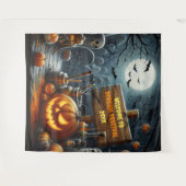Enge begraafplaats Halloween hangende achtergrond Wandkleed (Voorkant (horizontaal))