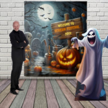 Enge begraafplaats Halloween hangende achtergrond