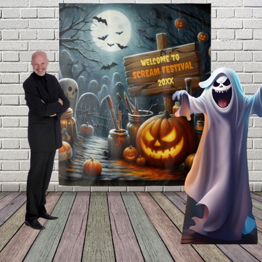 Enge begraafplaats Halloween hangende achtergrond Wandkleed