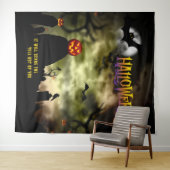 Enge Begraafplaats Halloween Party Achtergrond Wandkleed (In Situ (horizontaal))