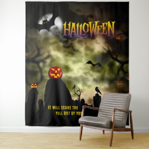 Enge Begraafplaats Halloween Party Achtergrond Wandkleed