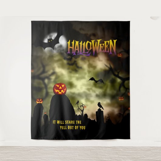 Enge Begraafplaats Halloween Party Achtergrond Wandkleed (Voorkant)