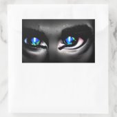 Enge blauwe ogen Staren uit het donker Rechthoekige Sticker (Tas)