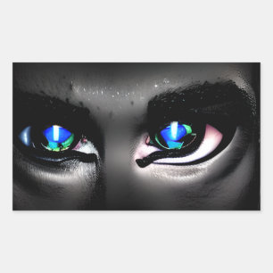 Enge blauwe ogen Staren uit het donker Rechthoekige Sticker