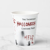 Enge Bloedige Halloween Kostuum Party Wit Papieren Bekers (Voorkant)