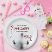 Enge Bloedige Halloween Kostuum Party Wit Papieren Bordje (Feest)