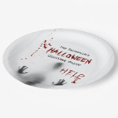 Enge Bloedige Halloween Kostuum Party Wit Papieren Bordje (Gekanteld)