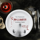 Enge Bloedige Halloween Kostuum Party Wit Papieren Bordje