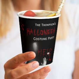 Enge Bloedige Halloween Kostuum Party Zwart Papieren Bekers