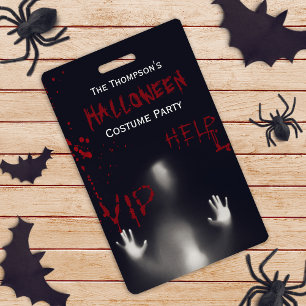 Enge Bloedige Halloween Kostuum Party Zwart VIP Badge