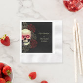 Enge bloemen donkere luxe gotische schedel hallowe servet (Insitu)