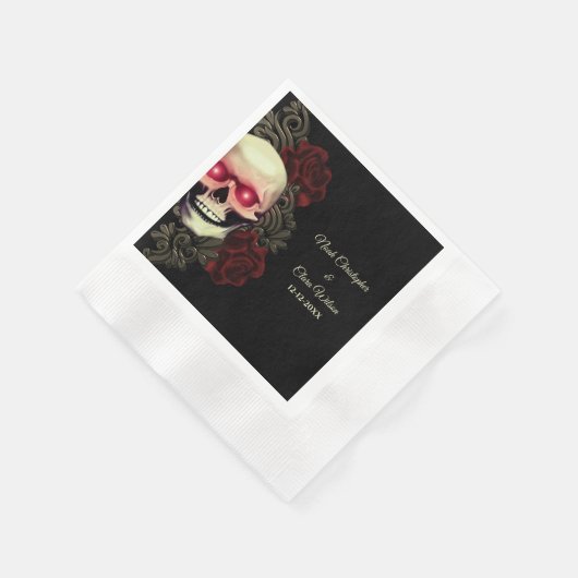 Enge bloemen donkere luxe gotische schedel hallowe servet (Hoek)