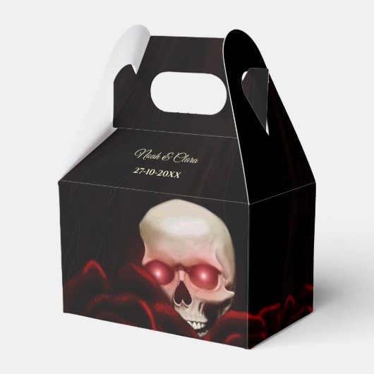 Enge bloemendonkere humeurige gothic schedel hallo bedankdoosjes (Voorkant Zijde)