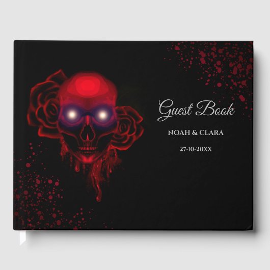 Enge bloemendonkere humeurige gothic schedel hallo gastenboek (Voorkant)