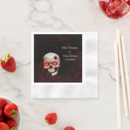 Enge bloemendonkere humeurige gothic schedel hallo servet