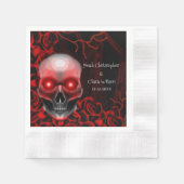 Enge bloemendonkere humeurige gothic schedel hallo servet (Voorkant)