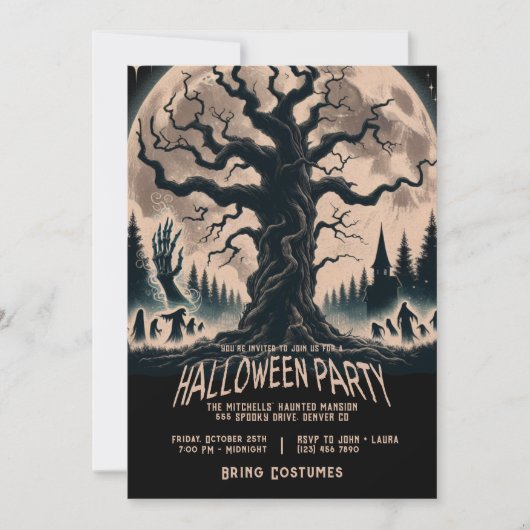 Enge boom Halloween feest Kaart (Voorkant)