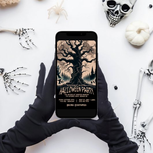 Enge boom Halloween feest Kaart