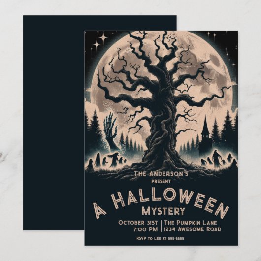 Enge boom Halloween geesten Kaart (Voorkant / Achterkant)