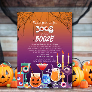 Enge Boos en Drankjes Halloween Cocktaillparty Kaart