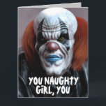 ENGE BOOSAARDIGE CLOWN VOOR HAAK FUNNY KAARTEN<br><div class="desc">VERJAARDAGS CLOWN OVERGROOTTE KAART. (OOK BESCHIKBAAR IN KLEINERE MATEN) GRAPPIGE BOODSCHAP INCLUSIEF.</div>