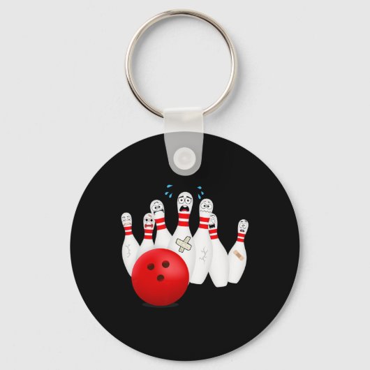 Enge bowlingspelden. Grappig bowlingcadeau Sleutelhanger (Voorkant)