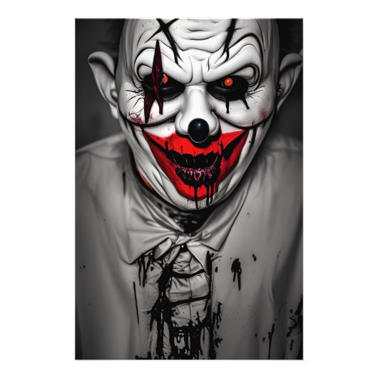 Enge boze lachende clown foto afdruk (Voorkant)
