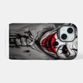 Enge boze lachende clown iPhone 15 case (Achterkant horizontaal)