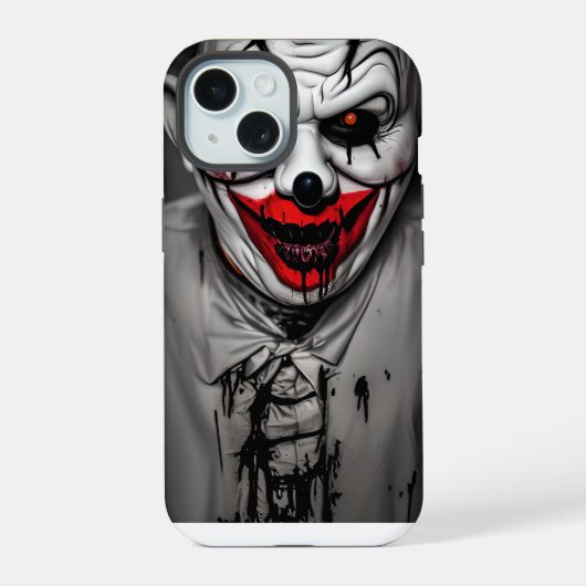 Enge boze lachende clown iPhone 15 case (Achterkant)