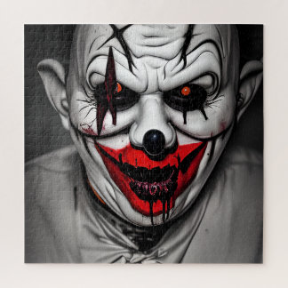 Enge boze lachende clown legpuzzel