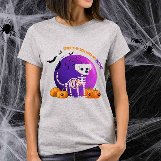 Enge Bulldog Halloween Full Moon T-shirt