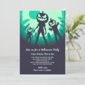 Enge Bumkin Zombies Halloween Party Kaart (Staand voorkant)