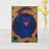 Enge Cat Blue wenskaart Kaart (Gele Bloem)