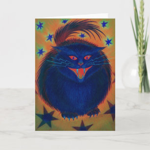 Enge Cat Blue wenskaart Kaart