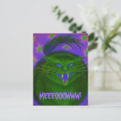Enge Cat Green 'MEEOOOWWW!' briefkaart (Staand voorkant)