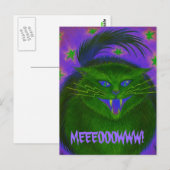 Enge Cat Green 'MEEOOOWWW!' briefkaart (Voorkant / Achterkant)