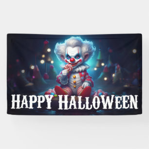 Enge Clown Gelukkig Halloween Spandoek