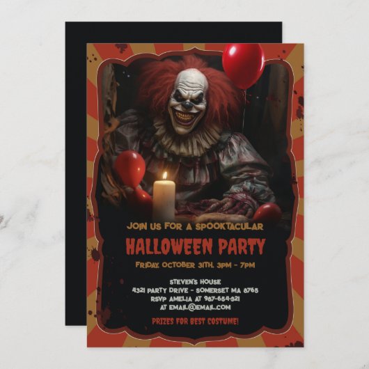 Enge Clown Halloween Feest Kermis Circus Horror Kaart (Voorkant / Achterkant)